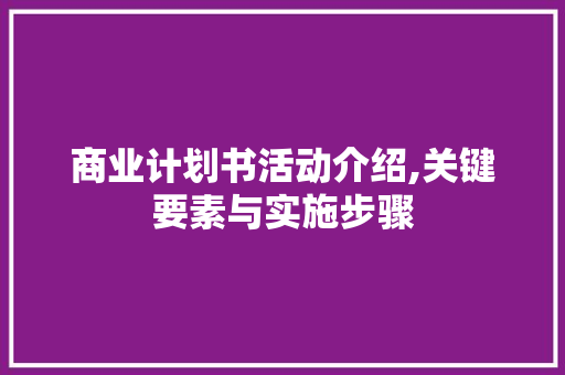 商业计划书活动介绍,关键要素与实施步骤