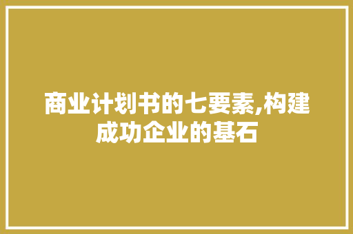 商业计划书的七要素,构建成功企业的基石