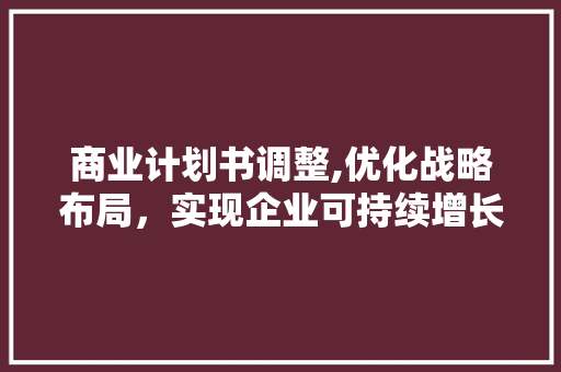 商业计划书调整,优化战略布局，实现企业可持续增长 综述范文