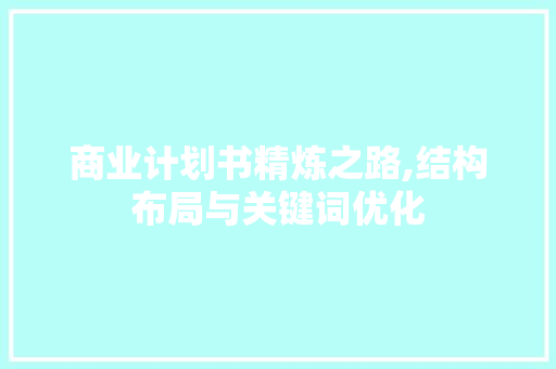 商业计划书精炼之路,结构布局与关键词优化