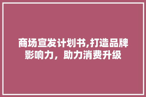 商场宣发计划书,打造品牌影响力，助力消费升级