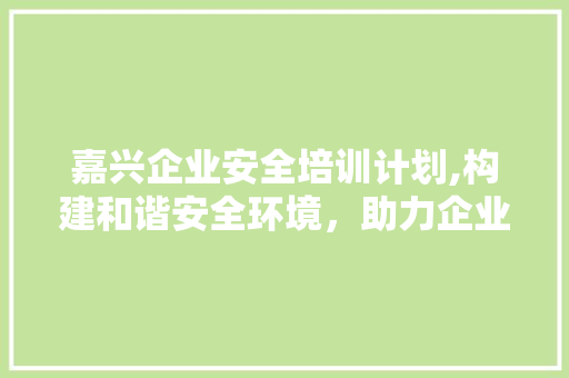 嘉兴企业安全培训计划,构建和谐安全环境，助力企业发展