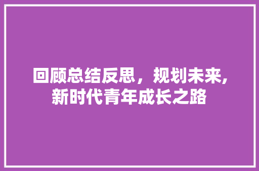 回顾总结反思，规划未来,新时代青年成长之路 求职信范文