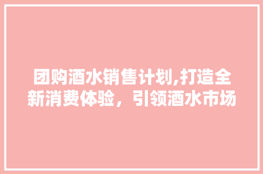 团购酒水销售计划,打造全新消费体验，引领酒水市场新风尚