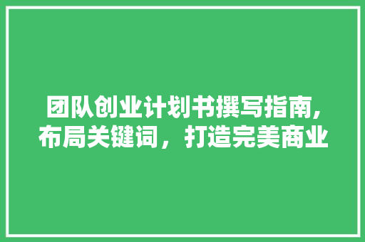 团队创业计划书撰写指南,布局关键词，打造完美商业蓝图