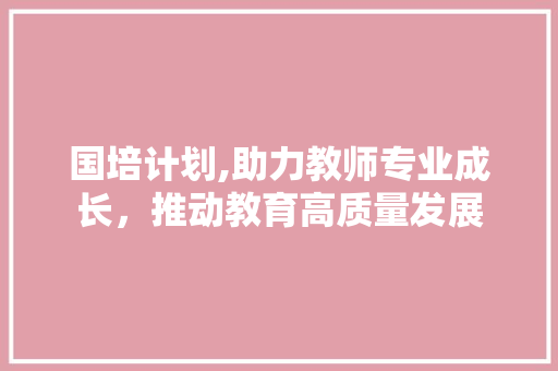 国培计划,助力教师专业成长，推动教育高质量发展