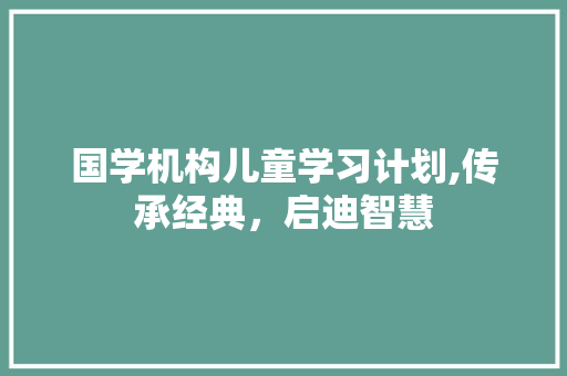 国学机构儿童学习计划,传承经典，启迪智慧