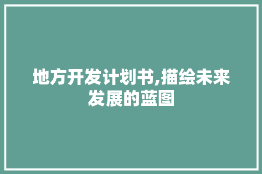 地方开发计划书,描绘未来发展的蓝图