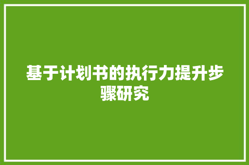 基于计划书的执行力提升步骤研究