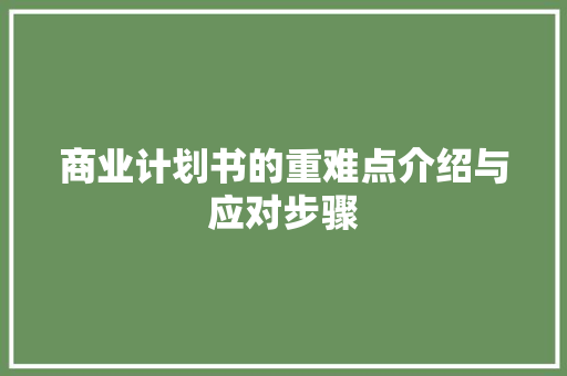 商业计划书的重难点介绍与应对步骤