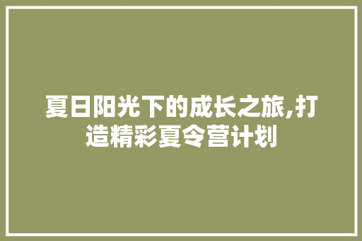 夏日阳光下的成长之旅,打造精彩夏令营计划