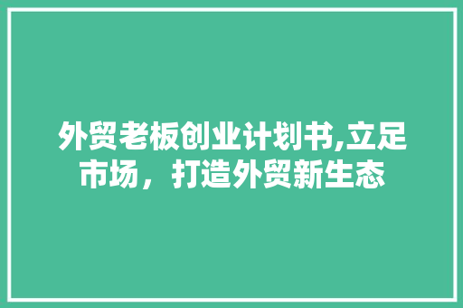 外贸老板创业计划书,立足市场，打造外贸新生态