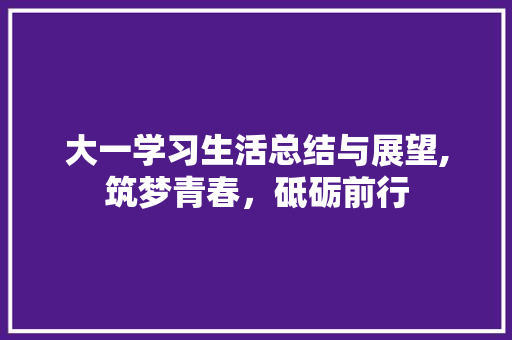 大一学习生活总结与展望,筑梦青春，砥砺前行