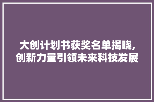 大创计划书获奖名单揭晓,创新力量引领未来科技发展