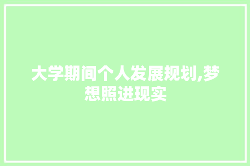 大学期间个人发展规划,梦想照进现实