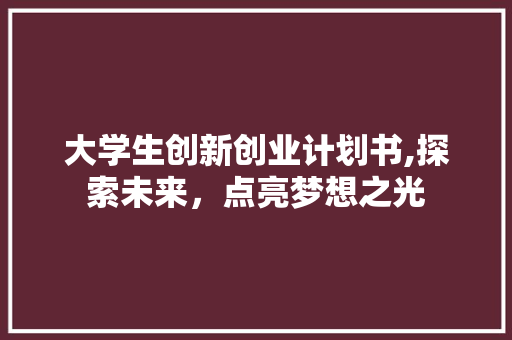 大学生创新创业计划书,探索未来，点亮梦想之光 商务邮件范文