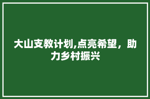 大山支教计划,点亮希望，助力乡村振兴