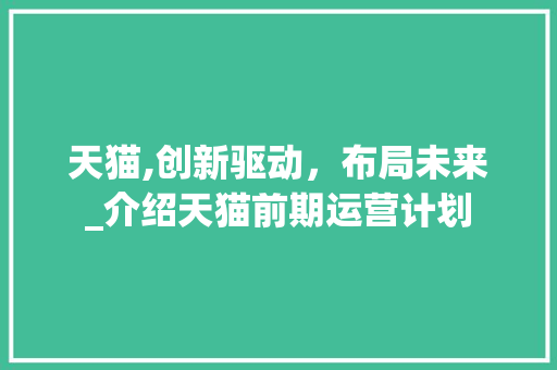 天猫,创新驱动，布局未来_介绍天猫前期运营计划