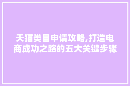 天猫类目申请攻略,打造电商成功之路的五大关键步骤