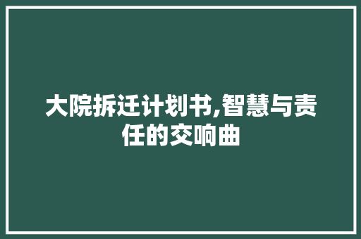 大院拆迁计划书,智慧与责任的交响曲