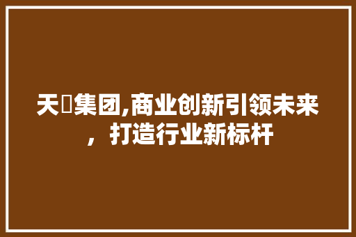 天聖集团,商业创新引领未来，打造行业新标杆