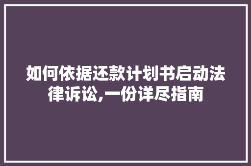 如何依据还款计划书启动法律诉讼,一份详尽指南 工作总结范文