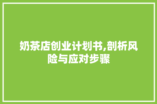 奶茶店创业计划书,剖析风险与应对步骤