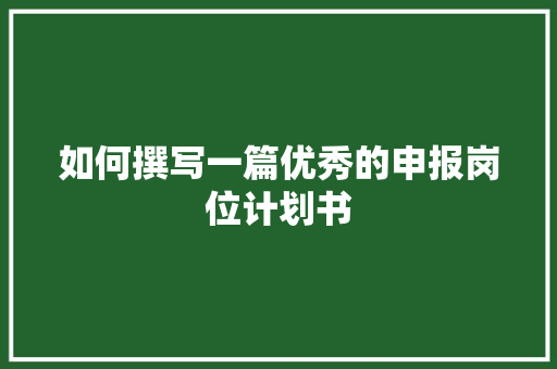 如何撰写一篇优秀的申报岗位计划书