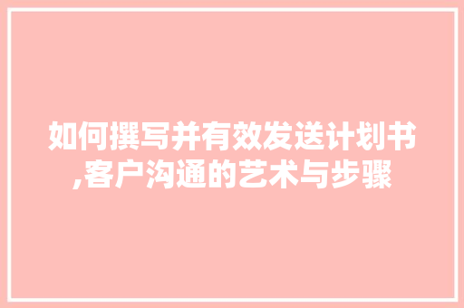 如何撰写并有效发送计划书,客户沟通的艺术与步骤