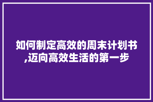 如何制定高效的周末计划书,迈向高效生活的第一步