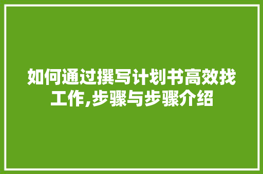 如何通过撰写计划书高效找工作,步骤与步骤介绍