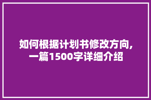 如何根据计划书修改方向,一篇1500字详细介绍