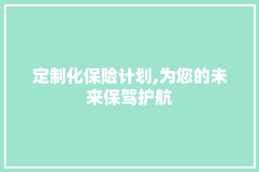 定制化保险计划,为您的未来保驾护航