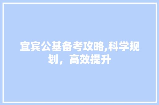 宜宾公基备考攻略,科学规划，高效提升