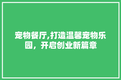 宠物餐厅,打造温馨宠物乐园，开启创业新篇章