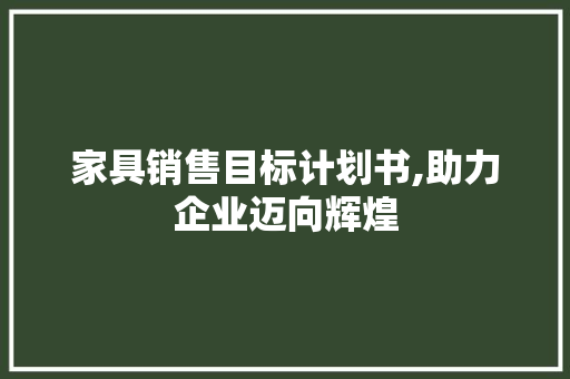 家具销售目标计划书,助力企业迈向辉煌