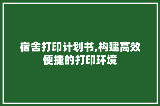 宿舍打印计划书,构建高效便捷的打印环境