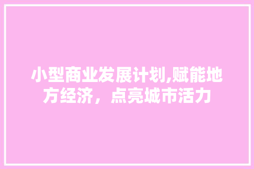 小型商业发展计划,赋能地方经济，点亮城市活力 致辞范文