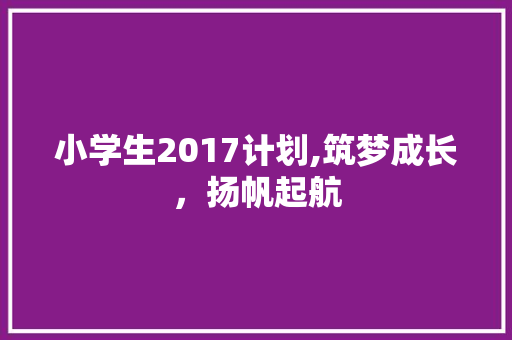 小学生2017计划,筑梦成长，扬帆起航