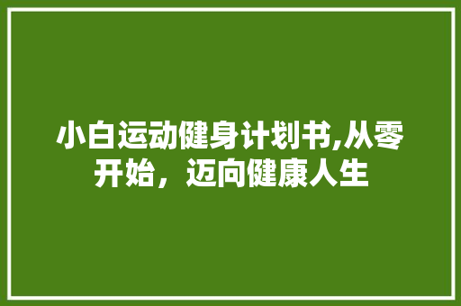 小白运动健身计划书,从零开始，迈向健康人生