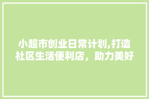 小超市创业日常计划,打造社区生活便利店，助力美好生活