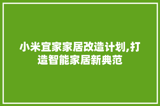 小米宜家家居改造计划,打造智能家居新典范