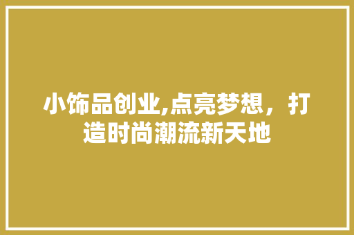 小饰品创业,点亮梦想，打造时尚潮流新天地