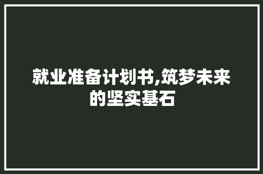 就业准备计划书,筑梦未来的坚实基石