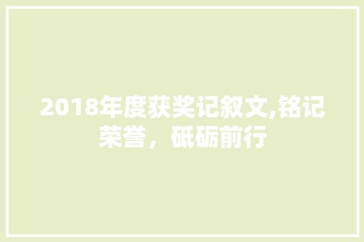 2018年度获奖记叙文,铭记荣誉，砥砺前行