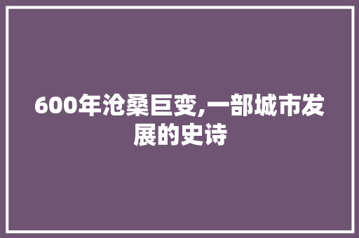 600年沧桑巨变,一部城市发展的史诗