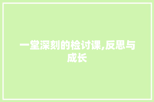 一堂深刻的检讨课,反思与成长