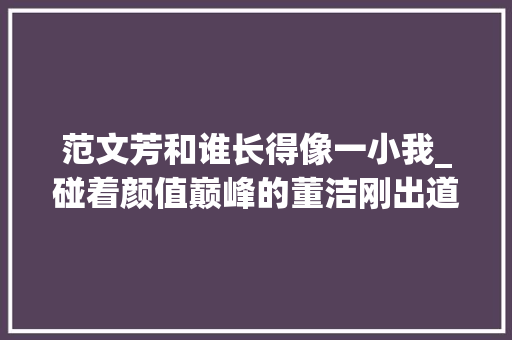 范文芳和谁长得像一小我_碰着颜值巅峰的董洁刚出道的刘亦菲输了美过刘诗诗的大年夜有人在