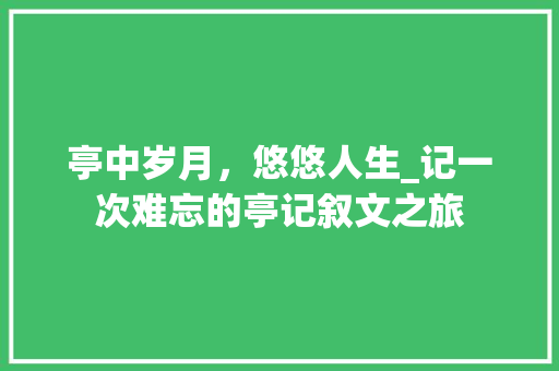 亭中岁月，悠悠人生_记一次难忘的亭记叙文之旅