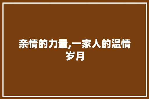 亲情的力量,一家人的温情岁月